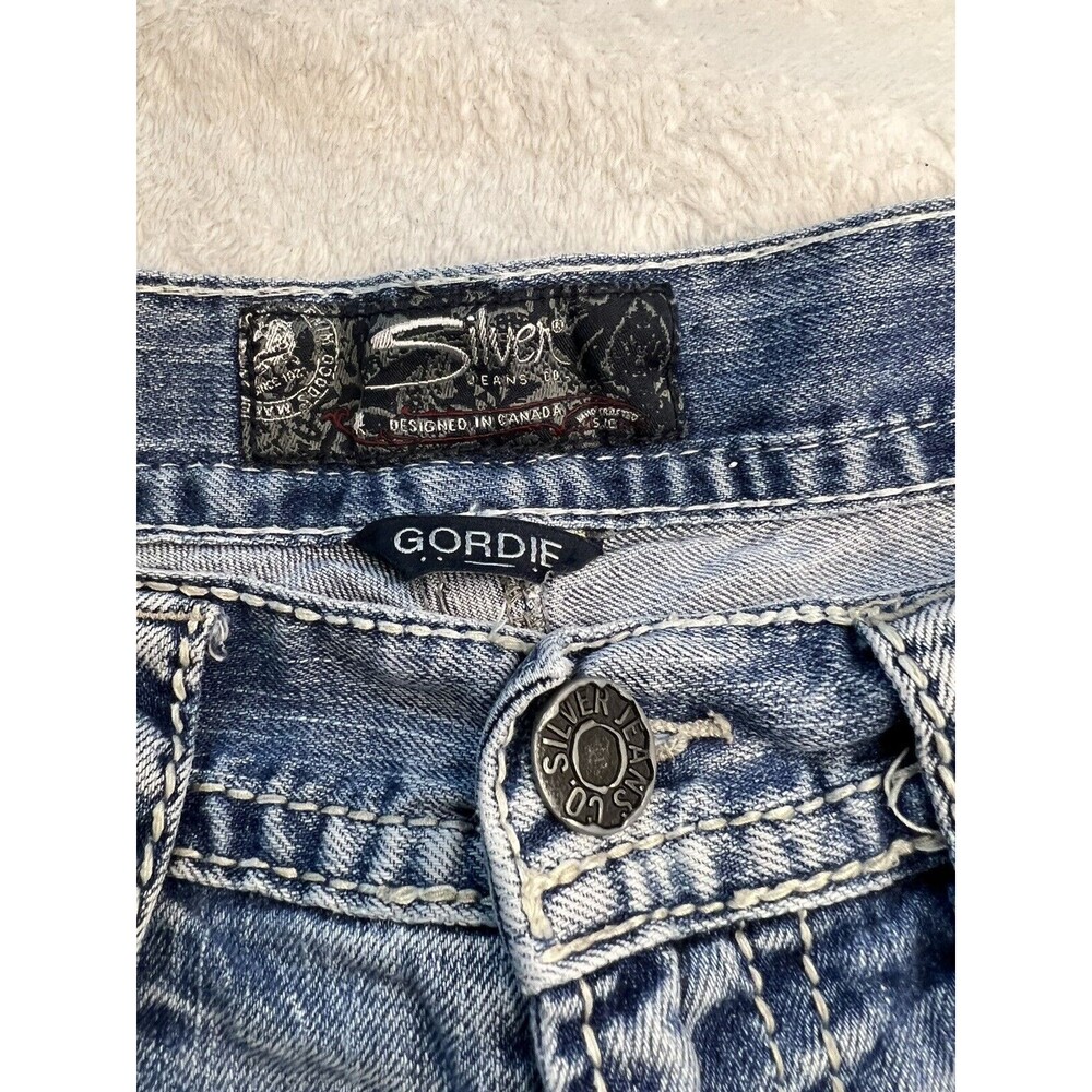 Silver Mens Straight Leg Jeans Gordie 30 x 31.5 Distressed Thick Stitch - Picture 5 of 10